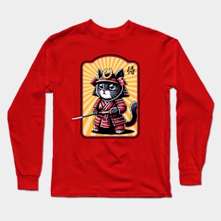 Samurai Cat with Katana Long Sleeve T-Shirt